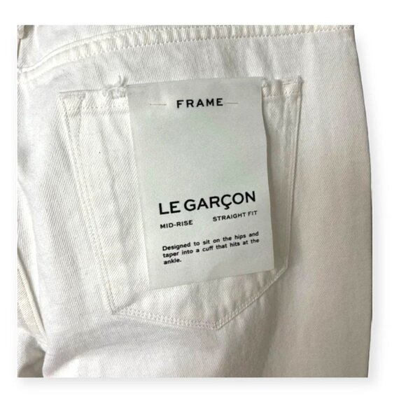 Frame Le Garçon Distressed Ankle Mid Rise Straight Fit Jeans White Size 30 - Picture 3 of 7